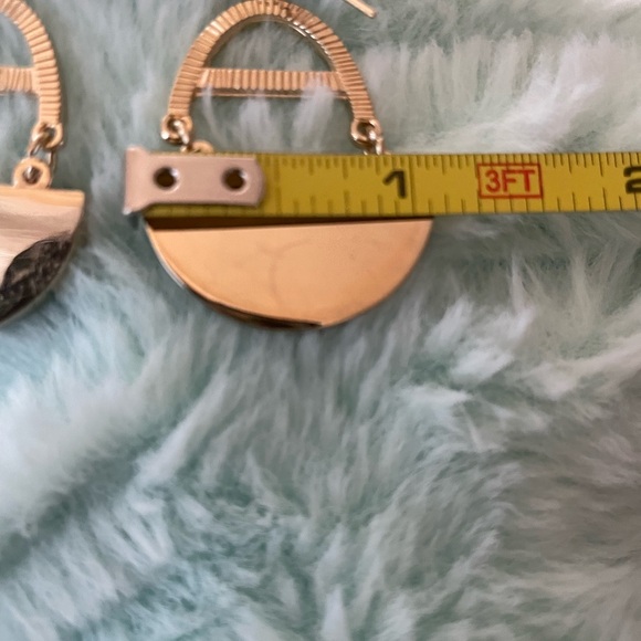 Express Green and Gold Half-Moon Earrings - Picture 3 of 4